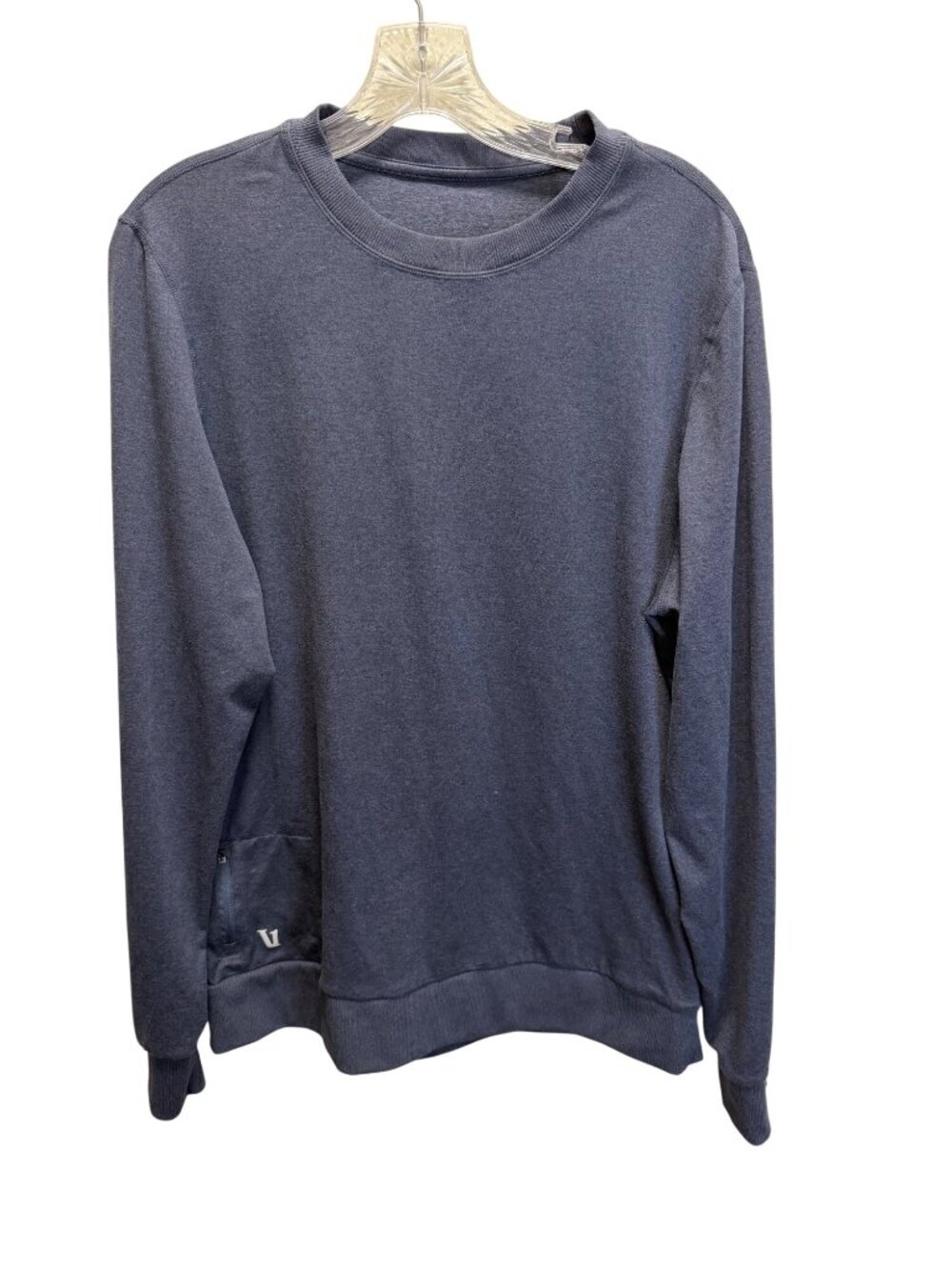 Vuori Casual Navy Blue Crewneck Sweatshirt With Zipper Pocket - Size L